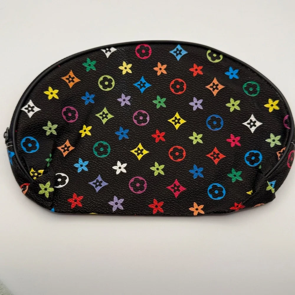 Makeup Bag‎ Cosmetic Pouch Organizer Black Rainbow Monogram